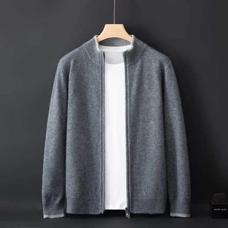 FrenchMerino - Men's Wool Cardigan with Zip, Autumn Special