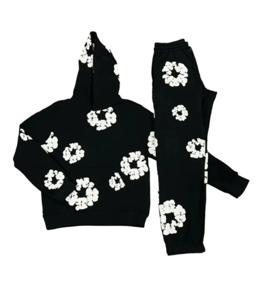 FrenchModaDenim - Unisex Autumn Floral Track Suit with Iconic Prints