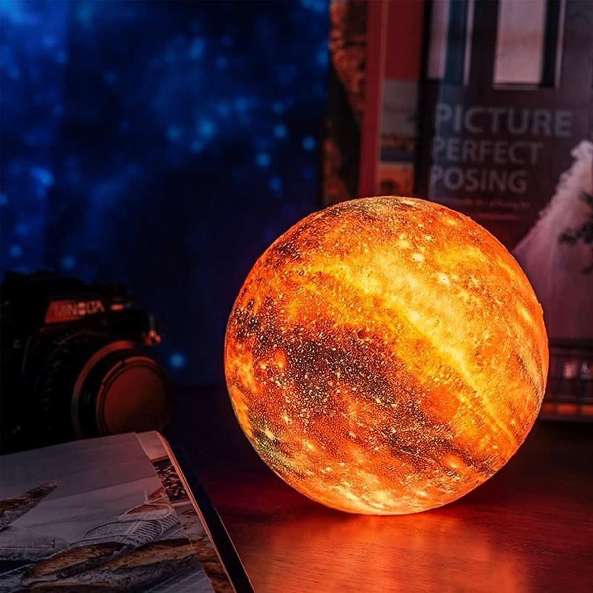 GALAXY MOONLAMP - 3D moon lamp with 16 colors & wooden stand
