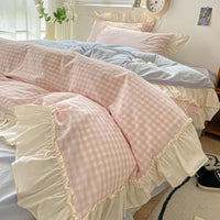 Pościel w Kratkę Gingham z Falbankami