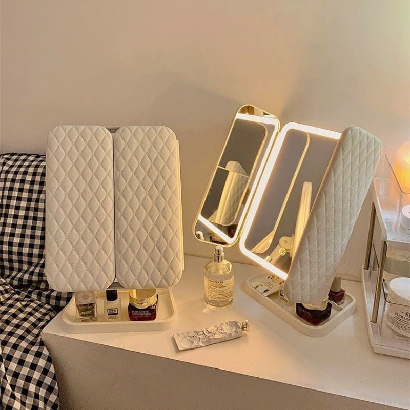 GLAMLITE MIRROR – Three-Part Mirror with LED Lighting in 3 Colors for the Perfect Makeup