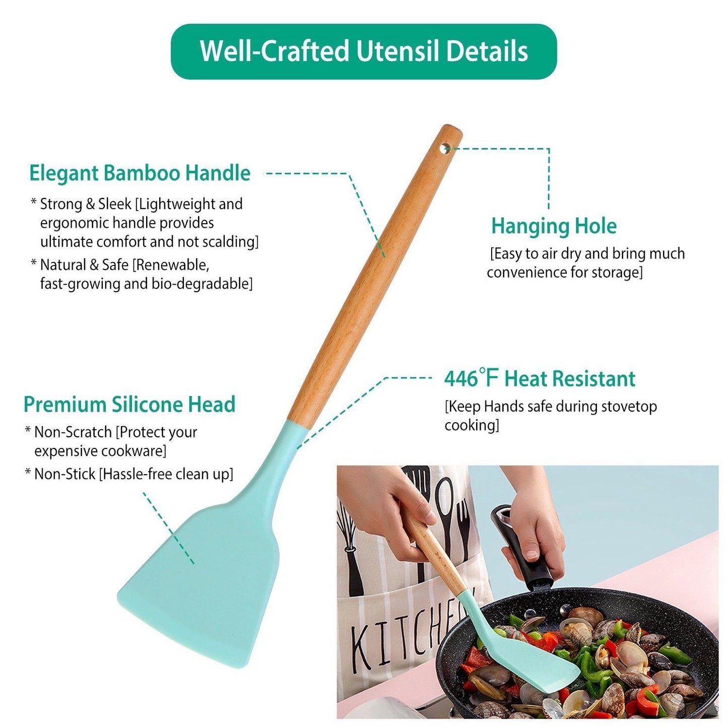 Glevato | 11-Piece: Silicone Kitchen Utensil Set