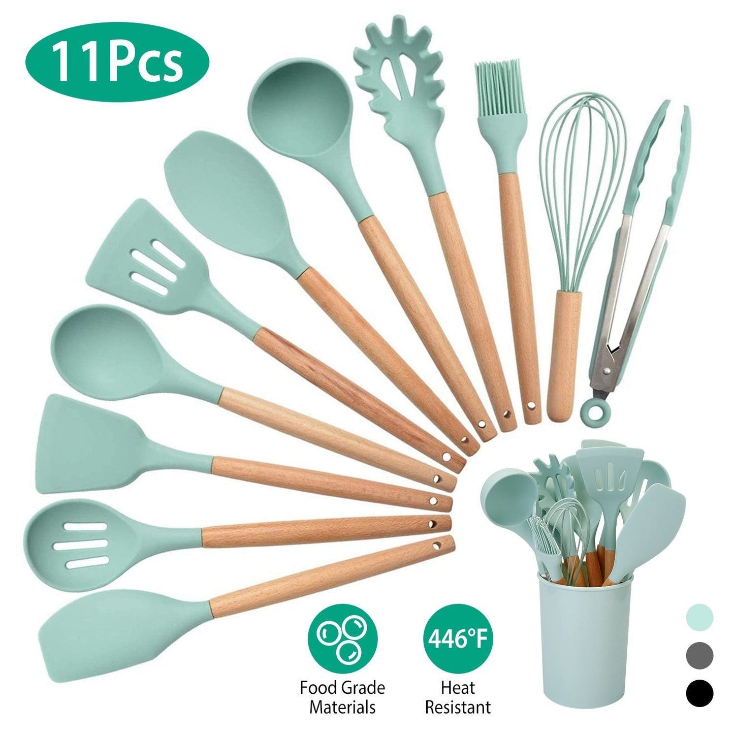 Glevato | 11-Piece: Silicone Kitchen Utensil Set