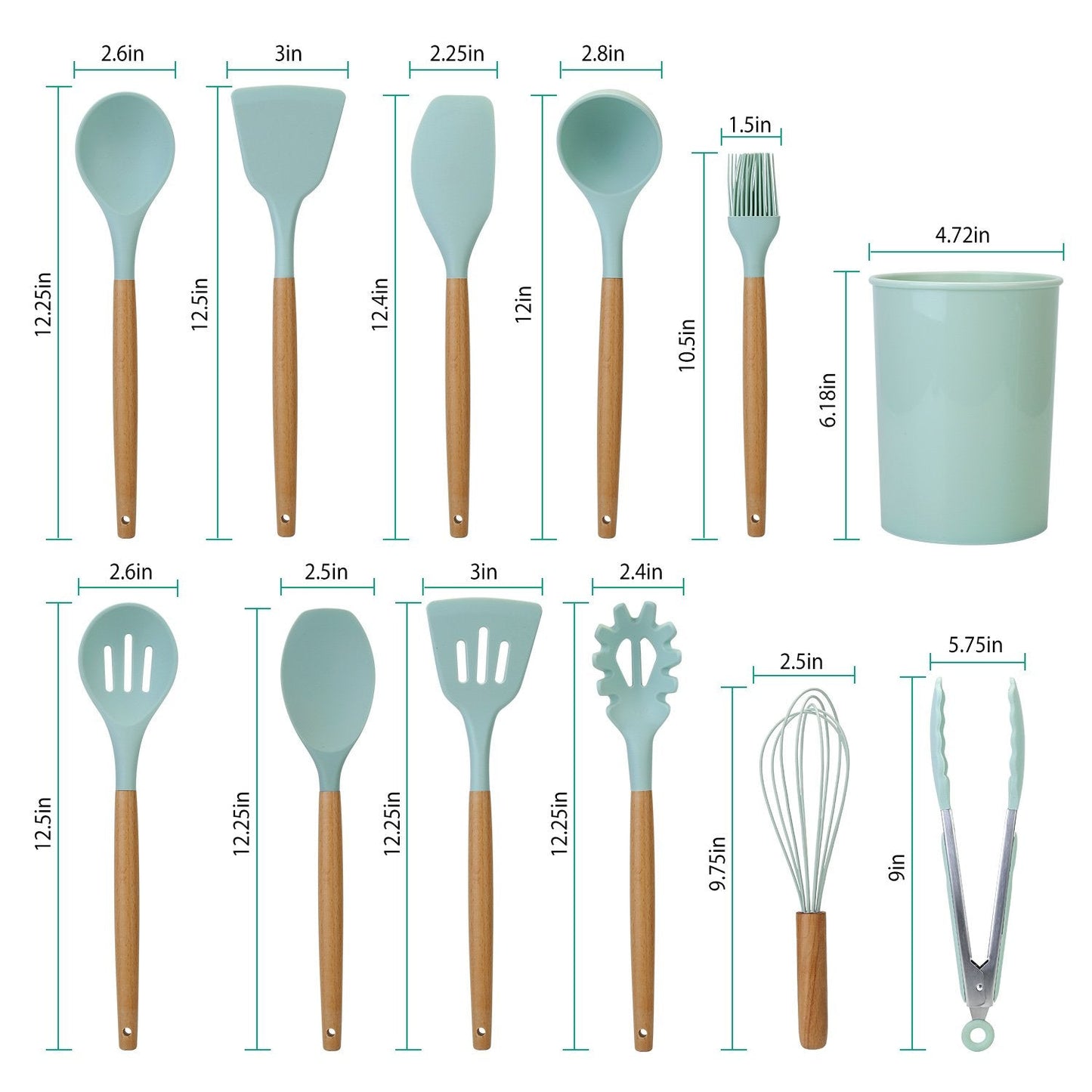 Glevato | 11-Piece: Silicone Kitchen Utensil Set