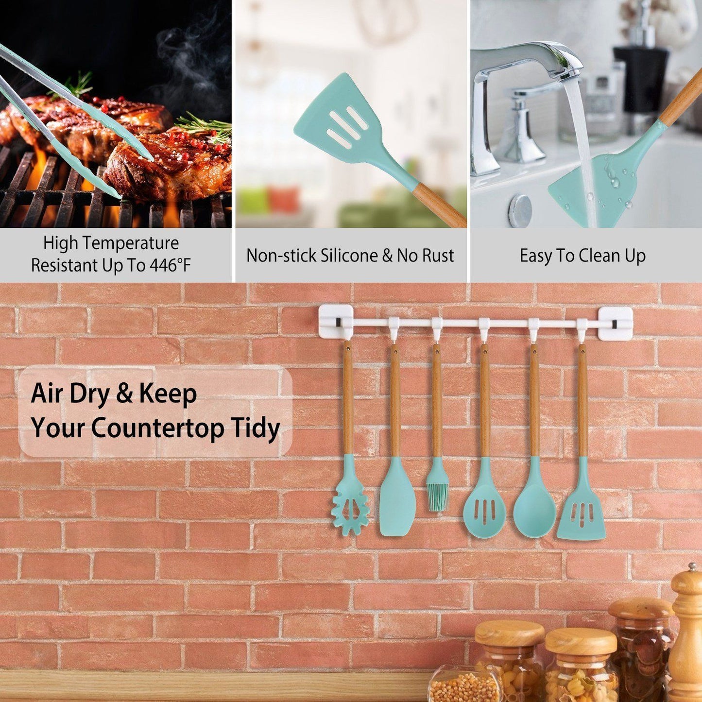 Glevato | 11-Piece: Silicone Kitchen Utensil Set