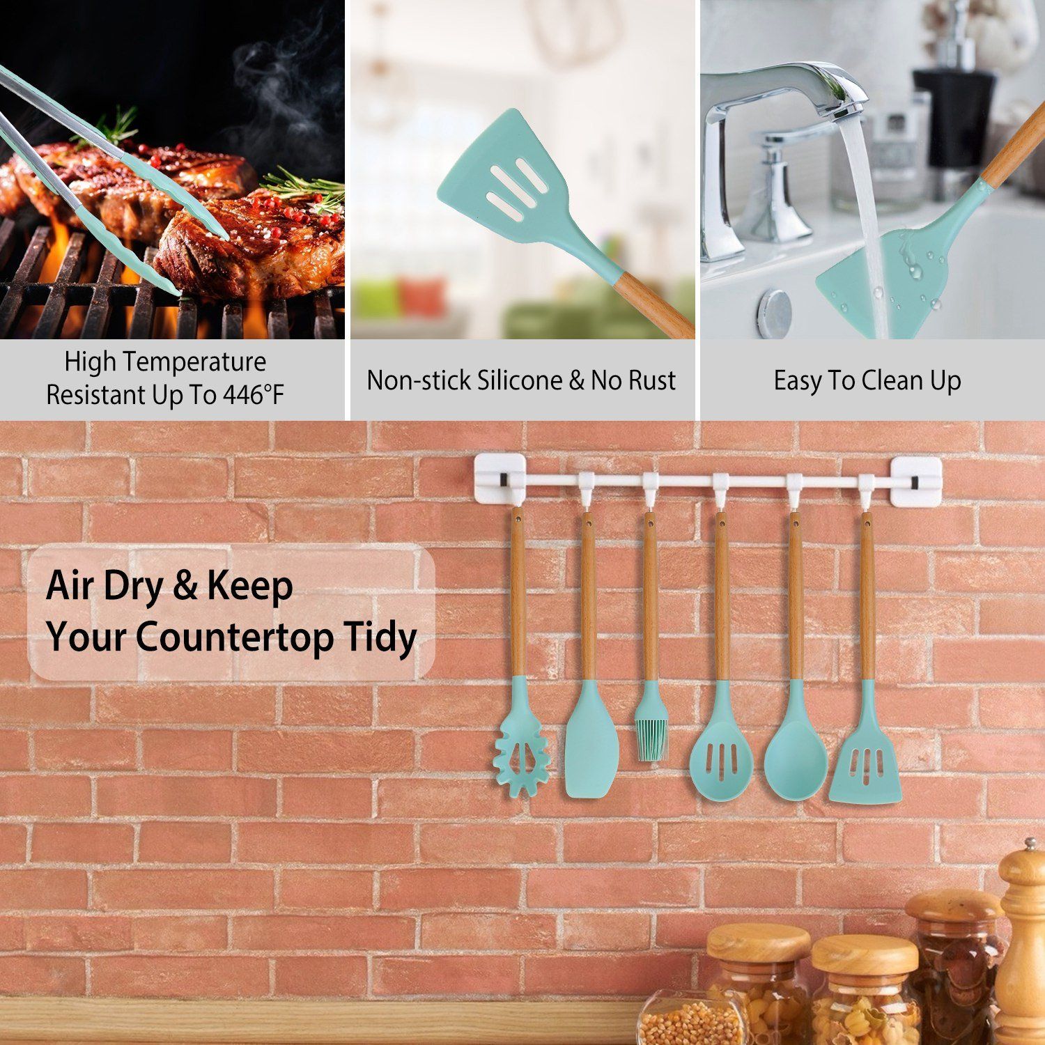 Glevato | 11-Piece: Silicone Kitchen Utensil Set