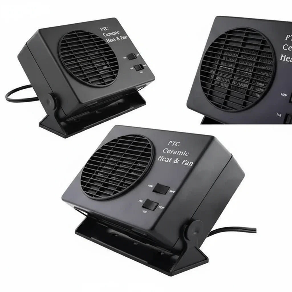 Glevato | 12V Ceramic Car Heater Fan | 150W-300W | Portable Defroster with Automatic Thermostat