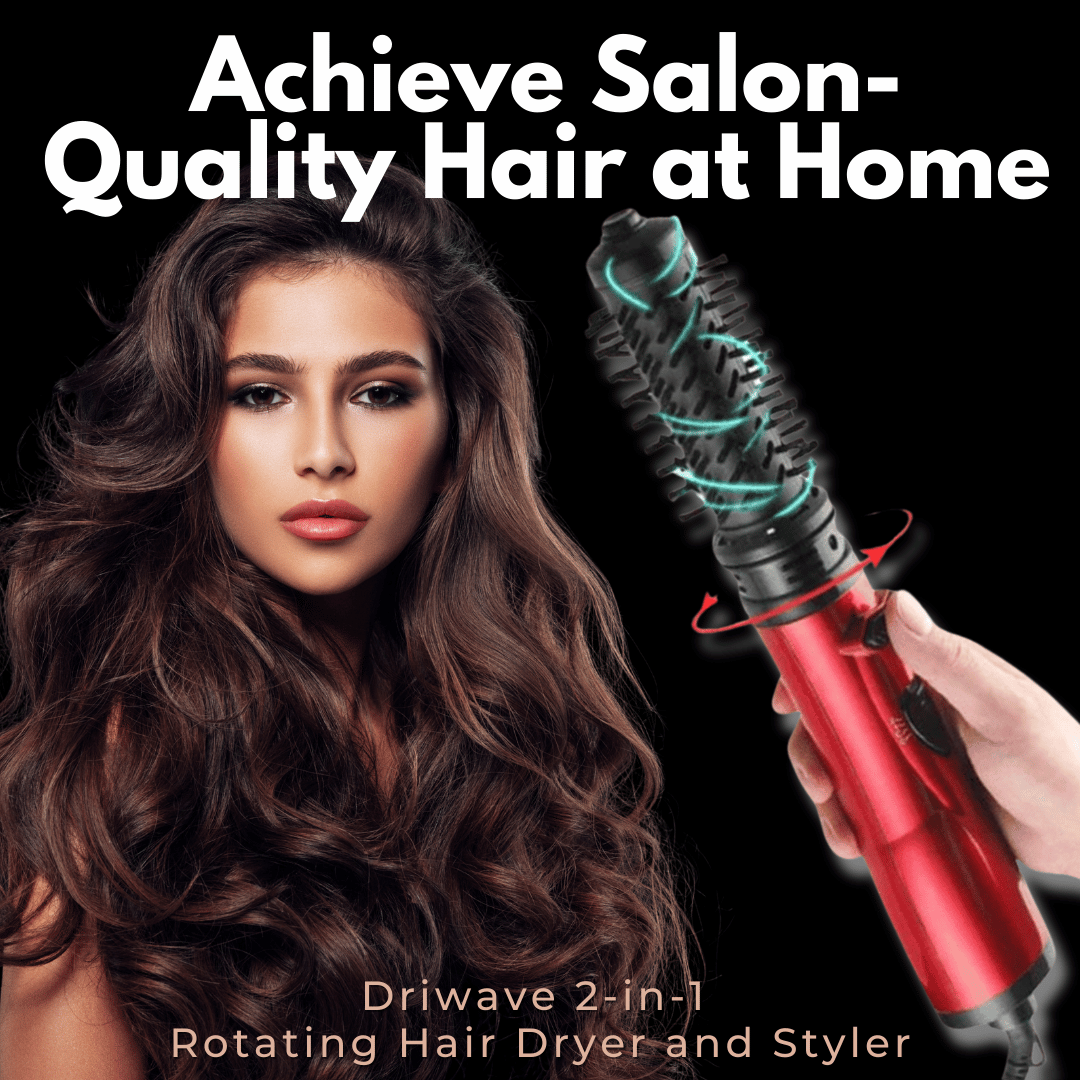 Glevato | 3-in-1 Rotating Hair Dryer and Styler with Adjustable Temperature for Effortless Curls and Waves