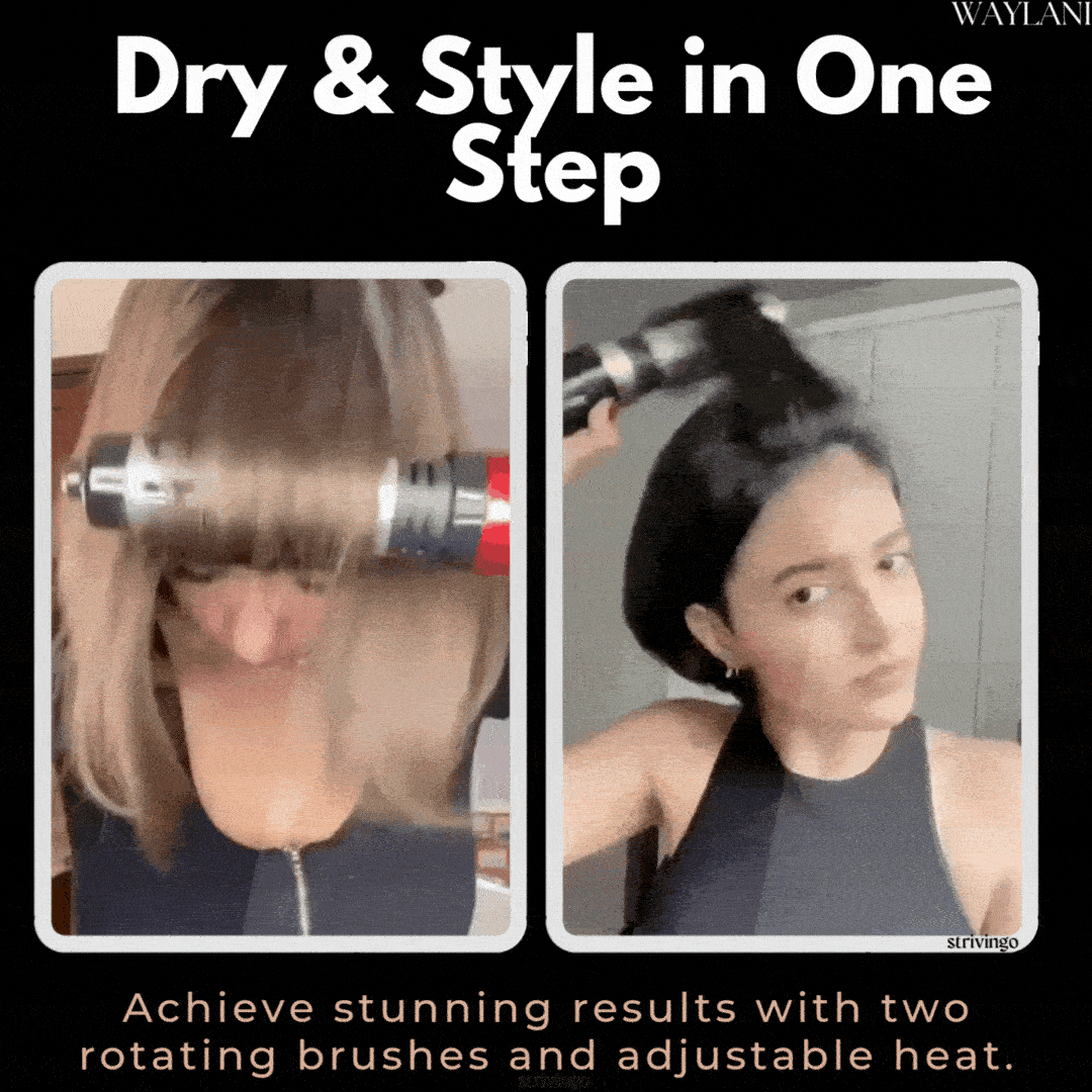 Glevato | 3-in-1 Rotating Hair Dryer and Styler with Adjustable Temperature for Effortless Curls and Waves