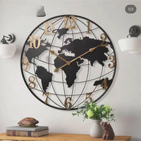 Glevato | Duży zegar ścienny z mapą świata 60 cm