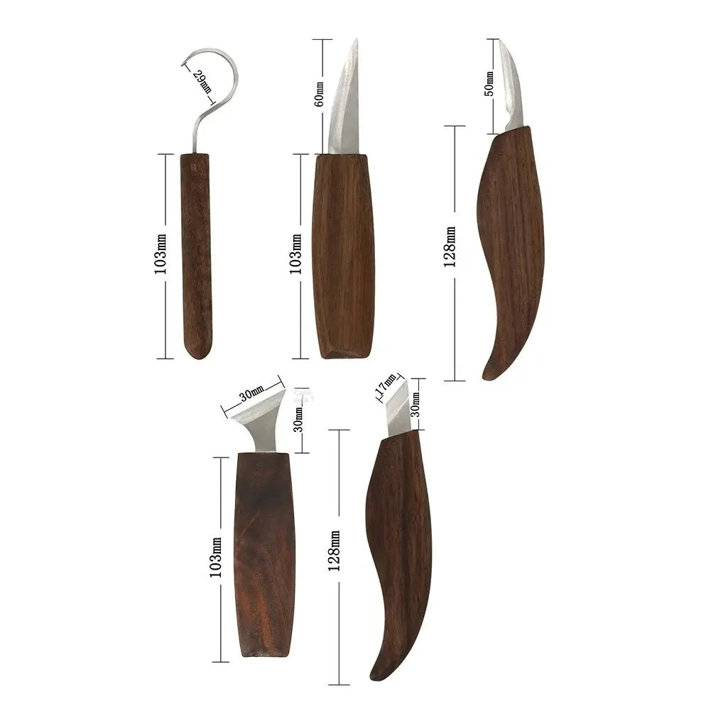 Glevato | 8-Piece Wood Carving Set: Hand Carving Knife Set with Needle Files - Wood Spoon Carving Set for Beginners
