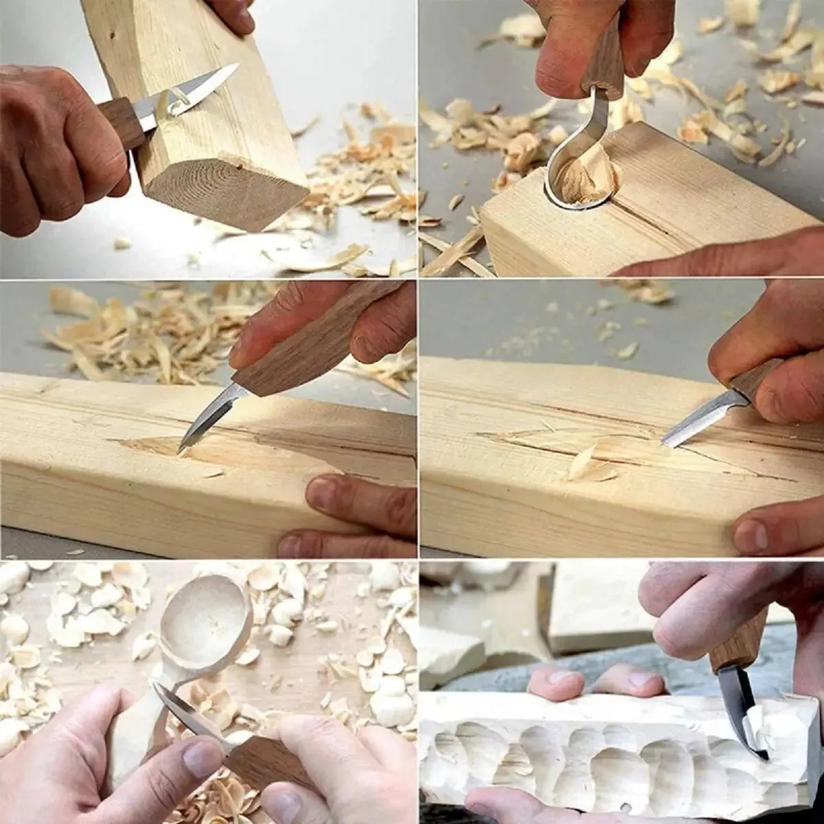 Glevato | 8-Piece Wood Carving Set: Hand Carving Knife Set with Needle Files - Wood Spoon Carving Set for Beginners