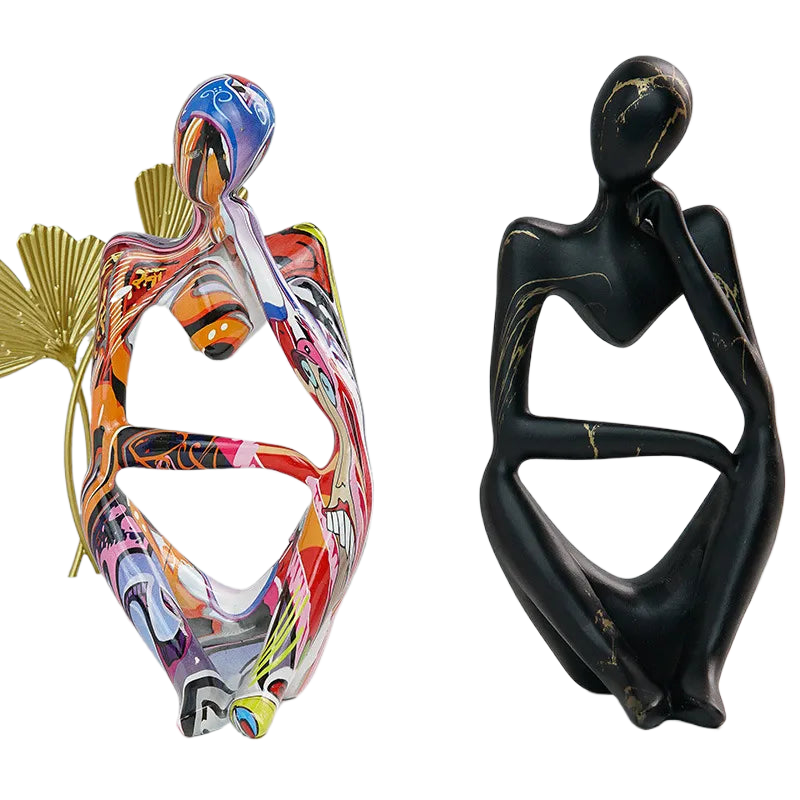 Glevato | Abstract Thinker Sculpture | Handmade Resin Table Decoration