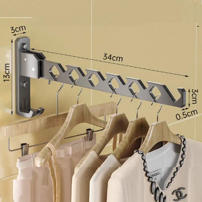 Glevato | Adjustable Wall-Mounted Clothes Rack - Foldable Clothing and Garment Organizer with High Load Design