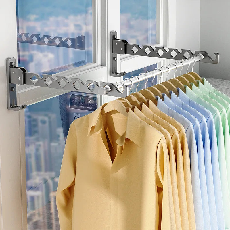 Glevato | Adjustable Wall-Mounted Clothes Rack - Foldable Clothing and Garment Organizer with High Load Design