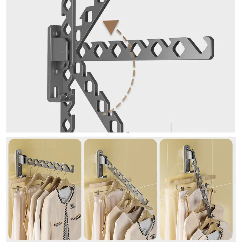 Glevato | Adjustable Wall-Mounted Clothes Rack - Foldable Clothing and Garment Organizer with High Load Design