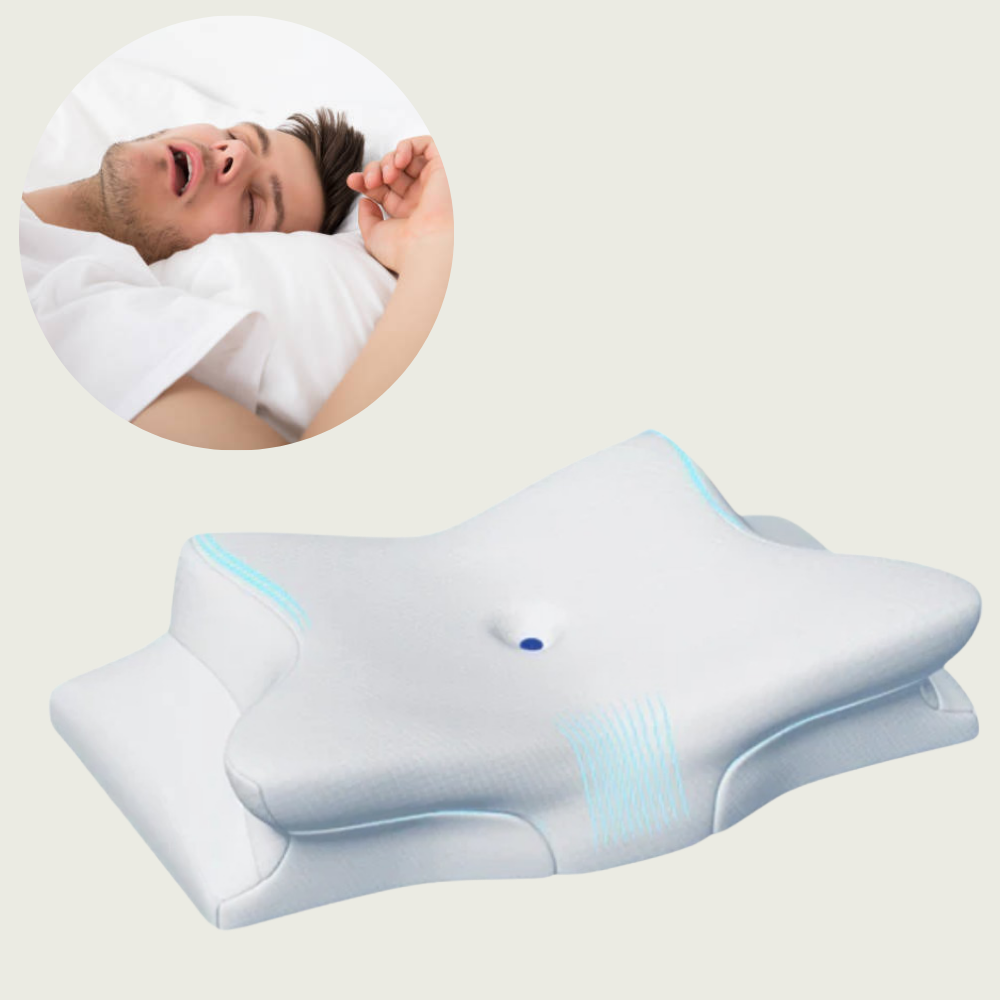 Glevato | Anti-Snore Pillow | Ergonomic Neck and Head Support | White