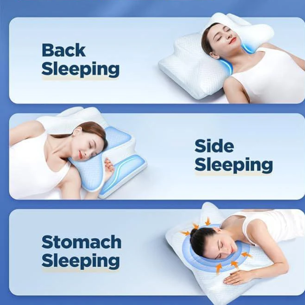 Glevato | Anti-Snore Pillow | Ergonomic Neck and Head Support | White