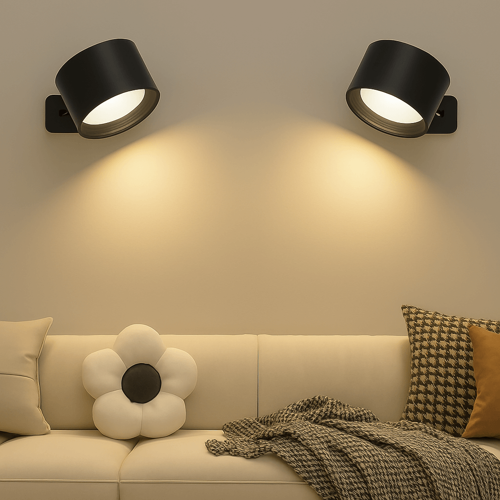 Glevato | Battery-Powered Wall Lamp | Rechargeable, 360° Adjustable and Wireless for Bedrooms, Hallways, and Reading Corners