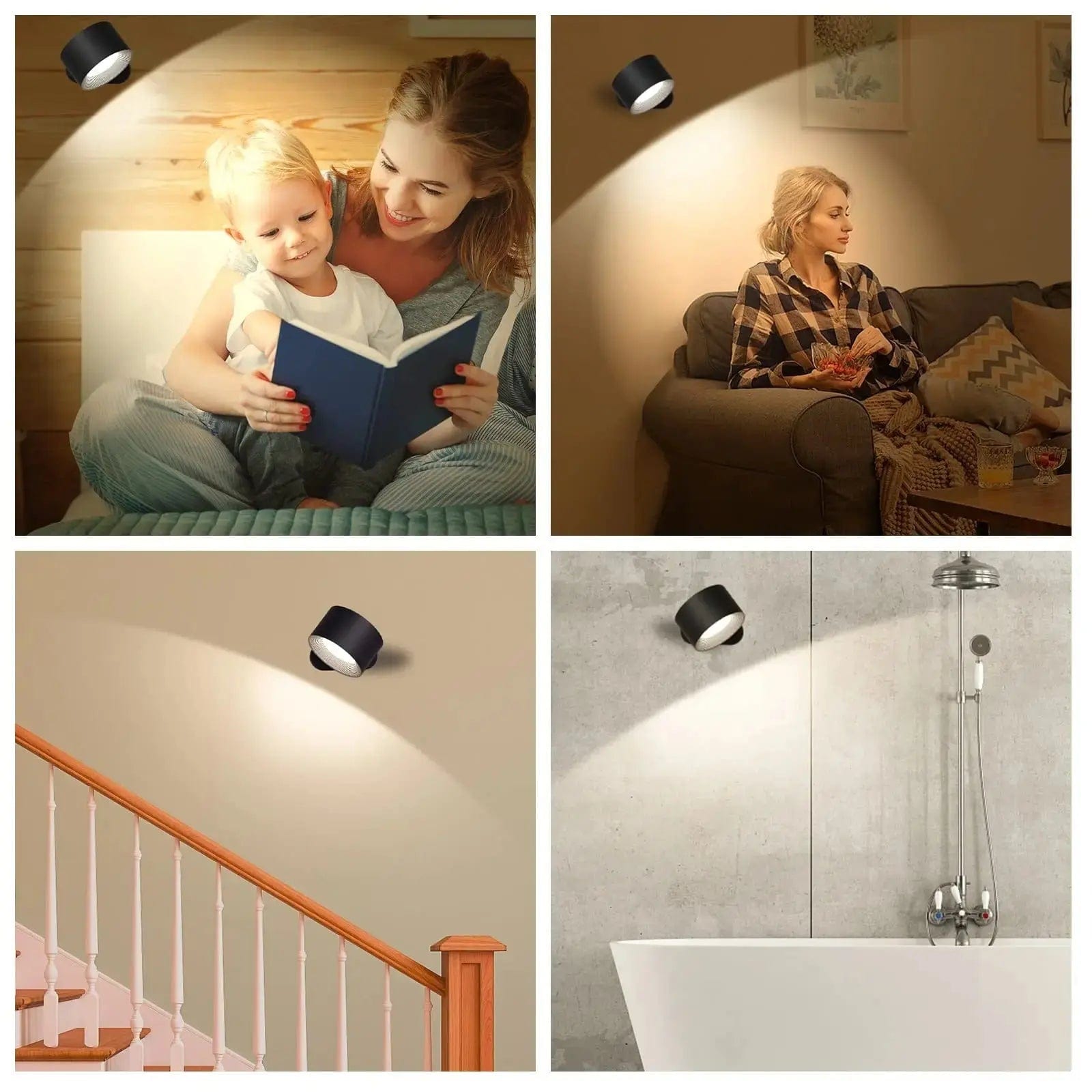 Glevato | Battery-Powered Wall Lamp | Rechargeable, 360° Adjustable and Wireless for Bedrooms, Hallways, and Reading Corners