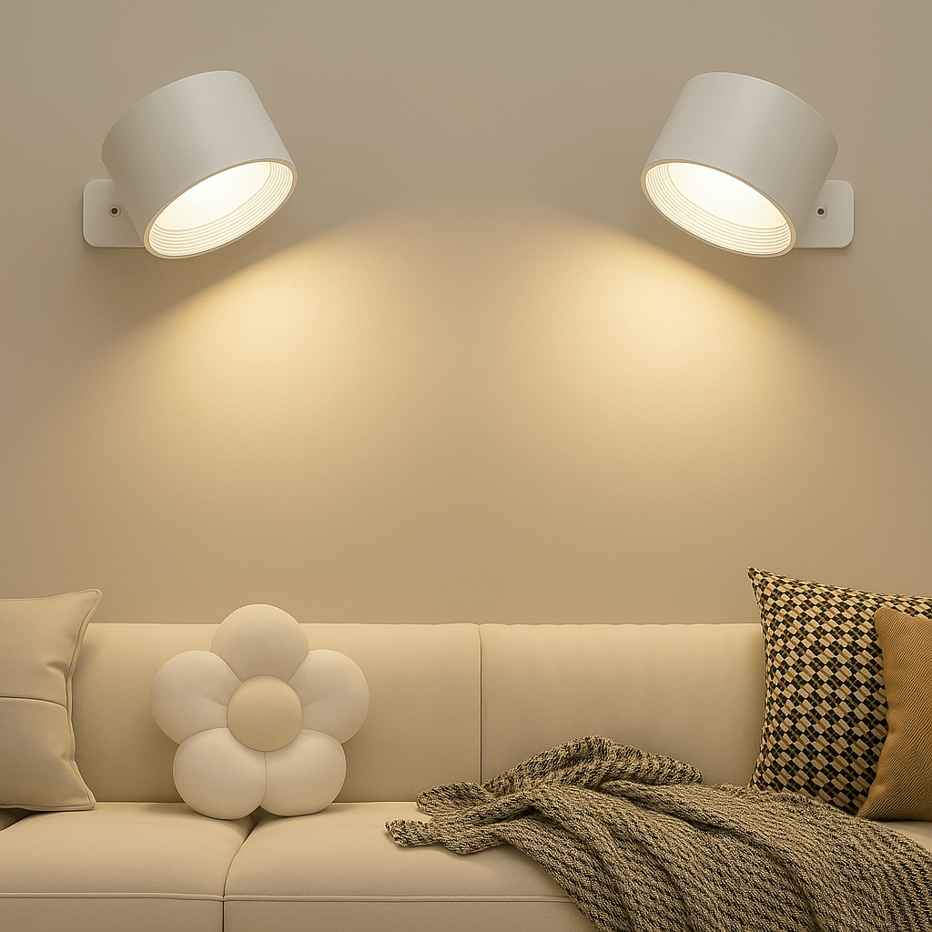 Glevato | Battery-Powered Wall Lamp | Rechargeable, 360° Adjustable and Wireless for Bedrooms, Hallways, and Reading Corners