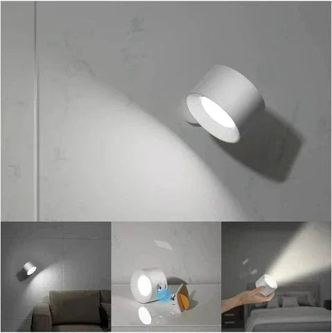 Glevato | Battery-Powered Wall Lamp | Rechargeable, 360° Adjustable and Wireless for Bedrooms, Hallways, and Reading Corners