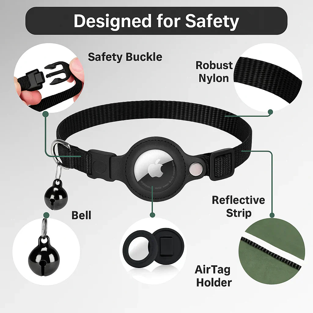 Glevato | Cat GPS Tracking Collar | Quick Release Lock, Reflective Design & Durable for Outdoor Safety Adventures