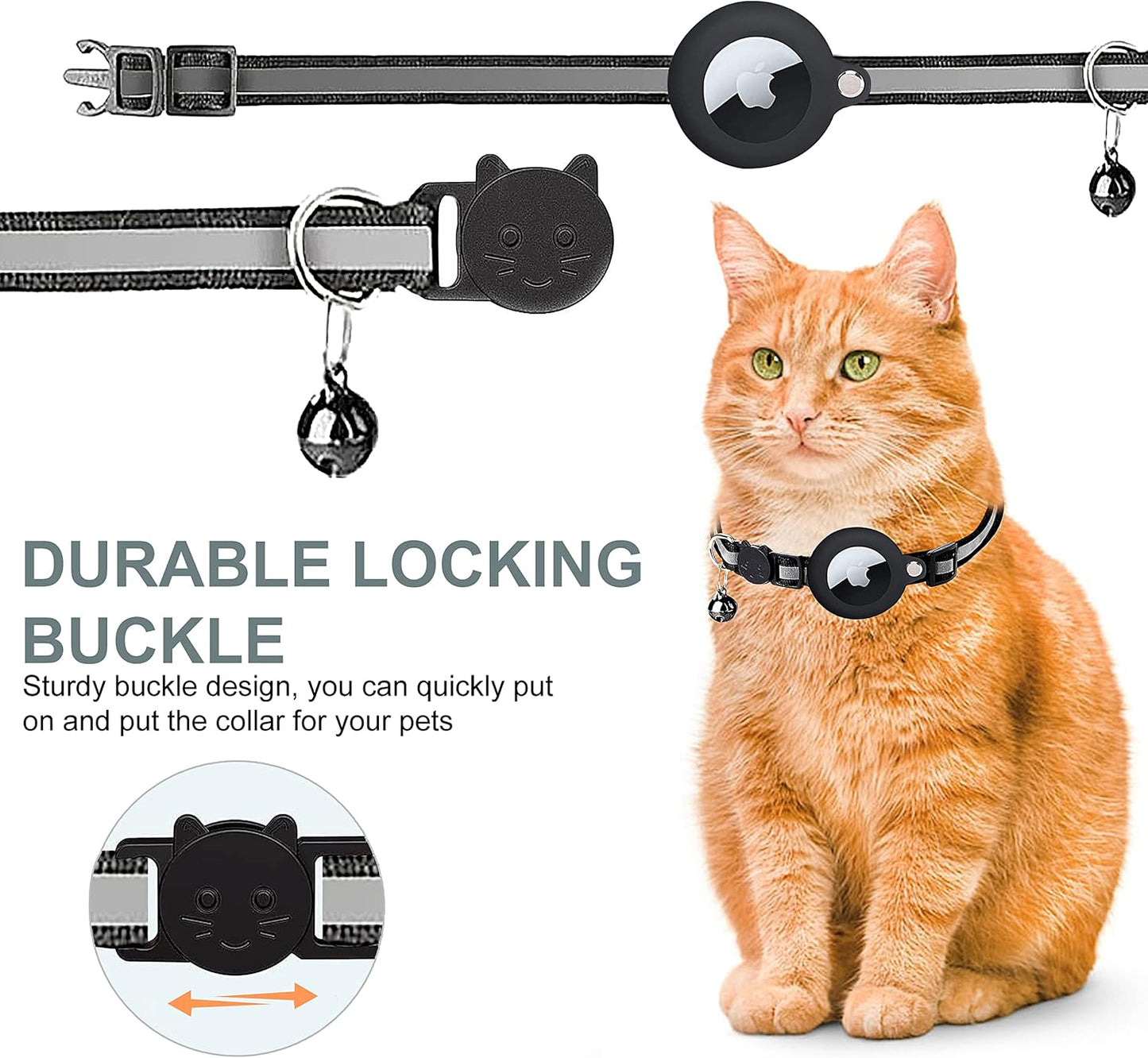 Glevato | Cat GPS Tracking Collar | Quick Release Lock, Reflective Design & Durable for Outdoor Safety Adventures