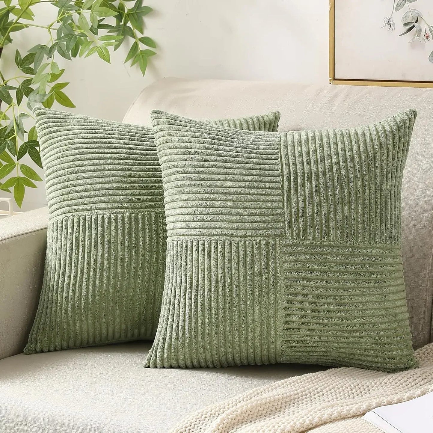 Glevato | Corduroy Patchwork Pillow Covers Decorative Square Cushion Cases