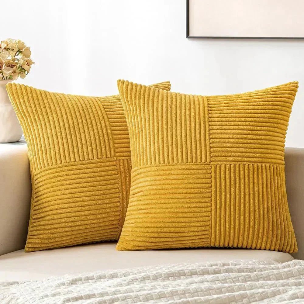 Glevato | Corduroy Patchwork Pillow Covers Decorative Square Cushion Cases
