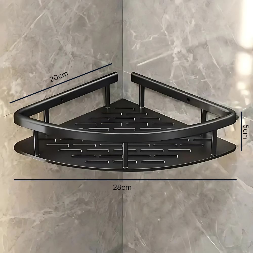 Glevato | Corner Shower Shelf with Rail
