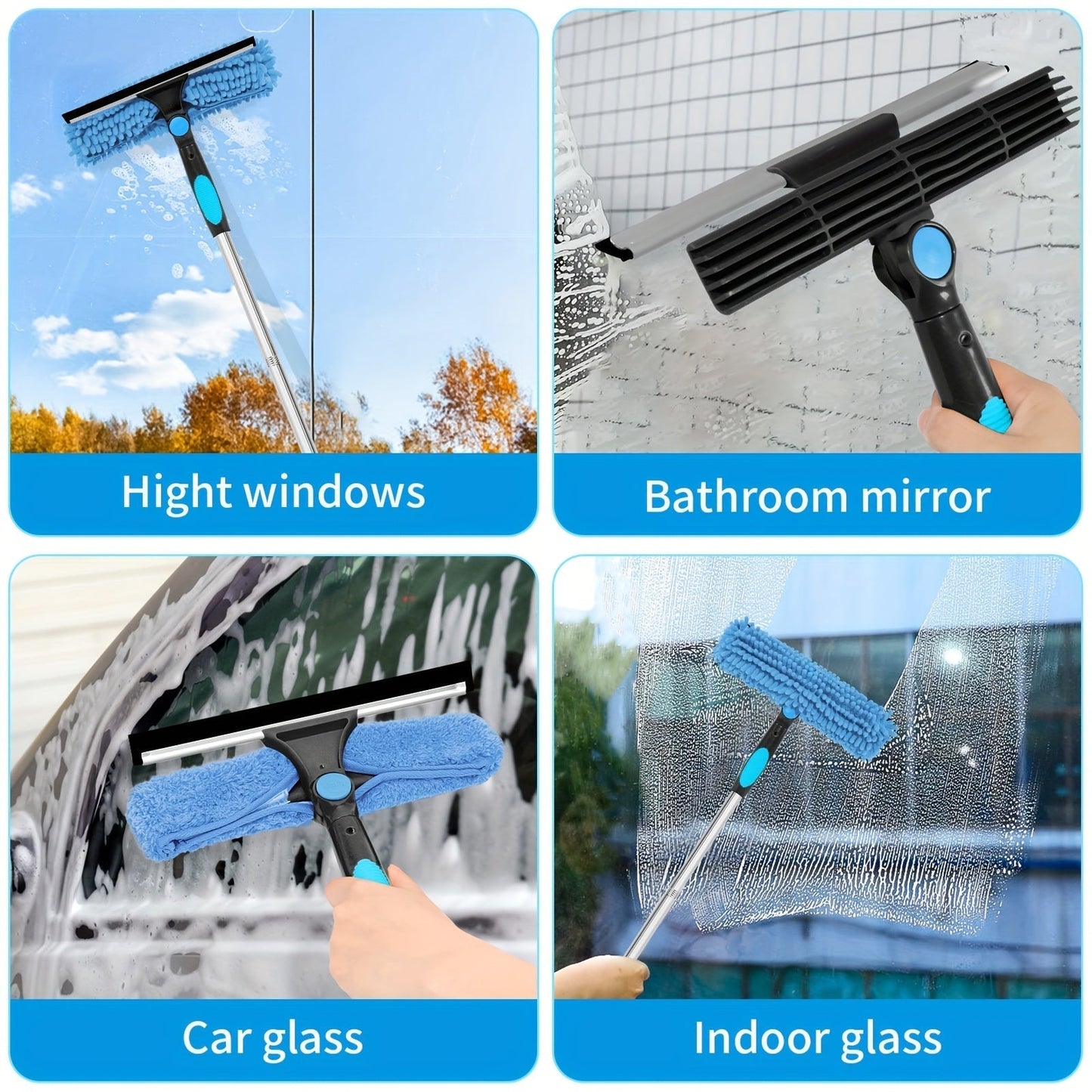 Glevato | Crystal Clear Window Cleaner – Professional 2-in-1 Telescopic Window and Glass Cleaning System