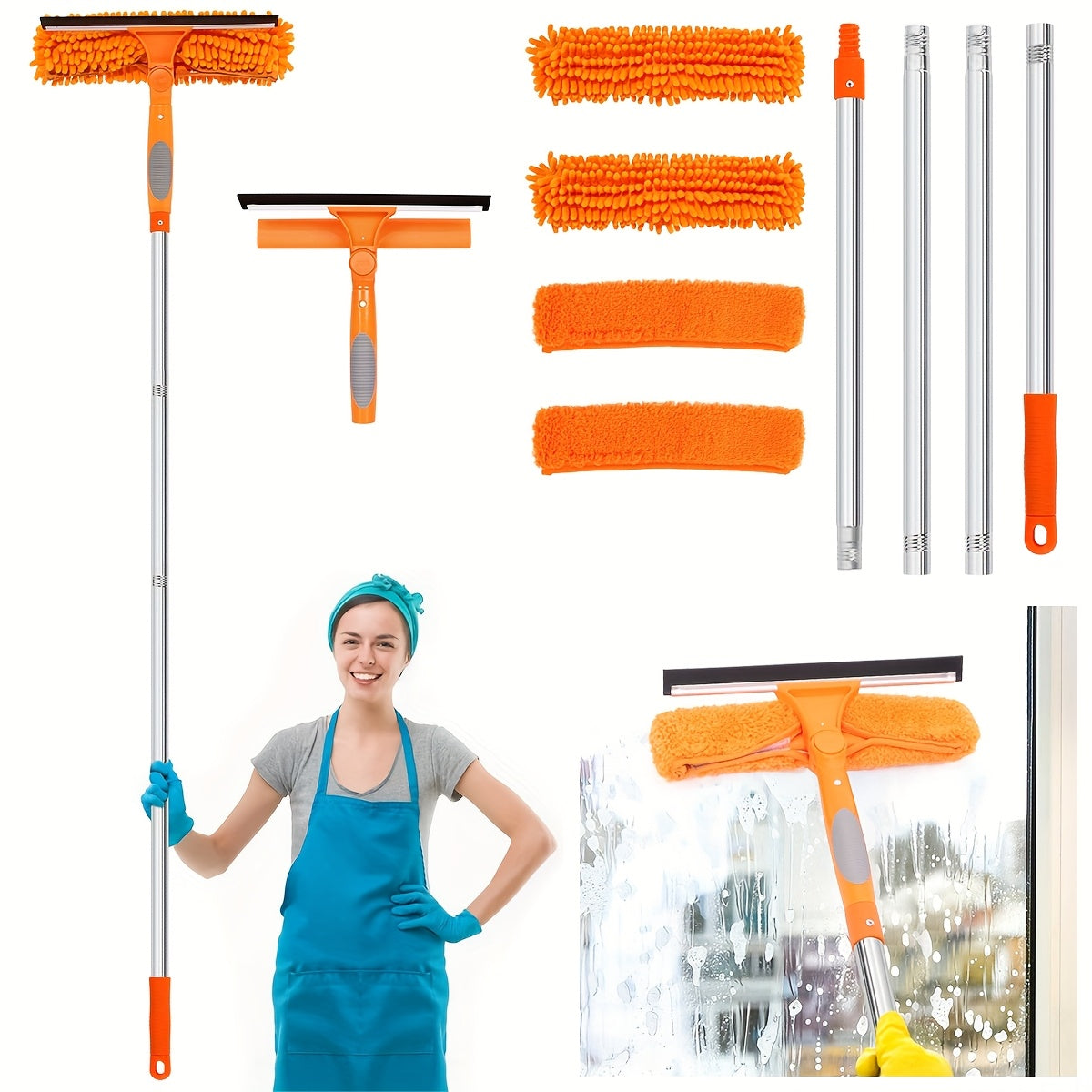 Glevato | Crystal Clear Window Cleaner – Professional 2-in-1 Telescopic Window and Glass Cleaning System