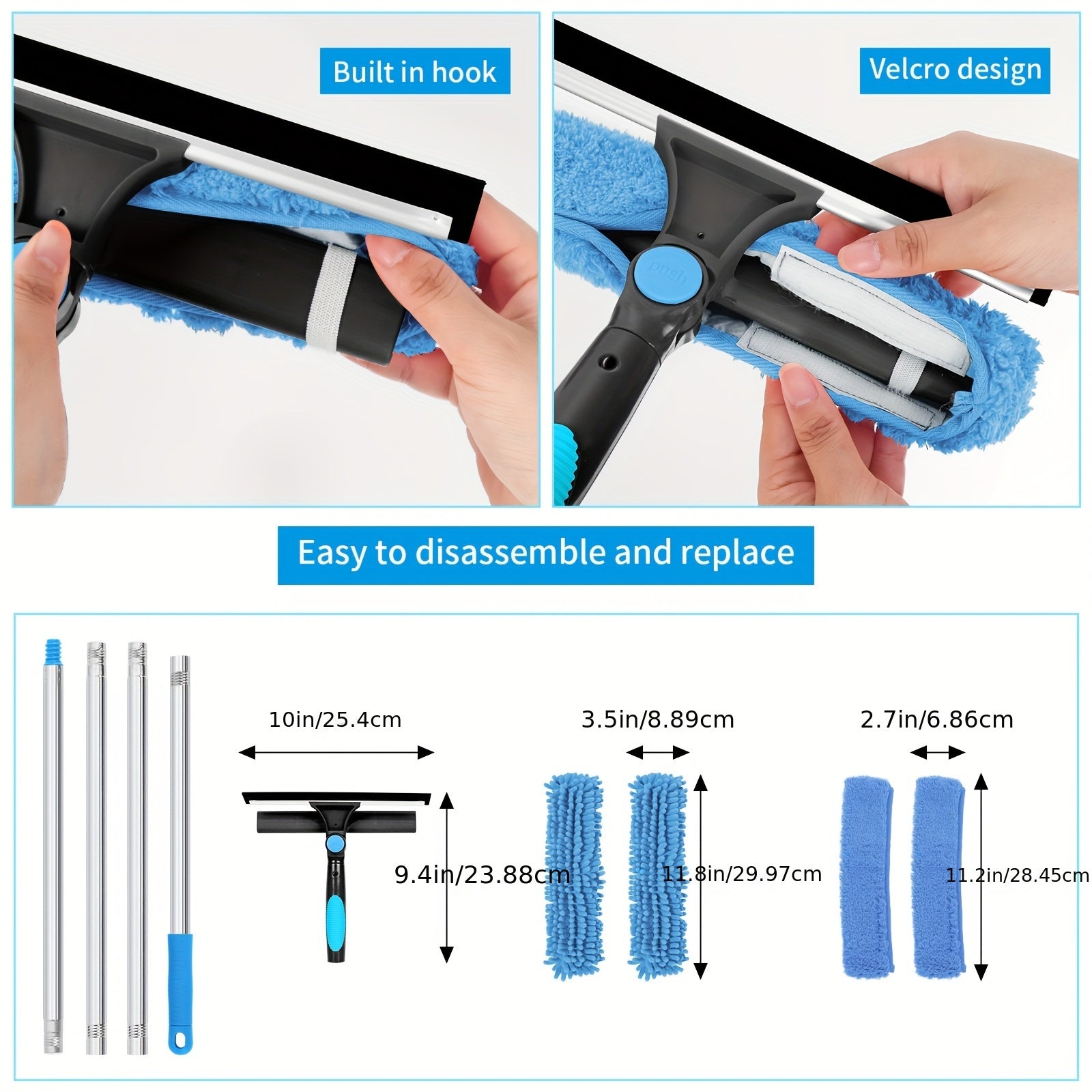 Glevato | Crystal Clear Window Cleaner – Professional 2-in-1 Telescopic Window and Glass Cleaning System