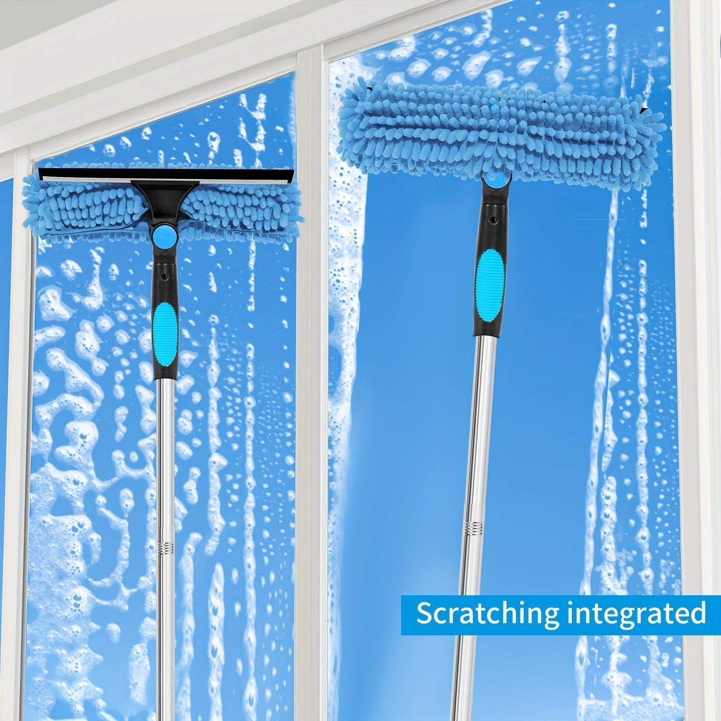 Glevato | Crystal Clear Window Cleaner – Professional 2-in-1 Telescopic Window and Glass Cleaning System