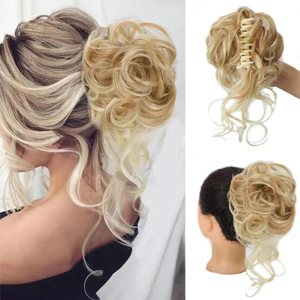 Glevato | Curly Hair Bun – Clip-in Hair Piece with Volume and Natural Look