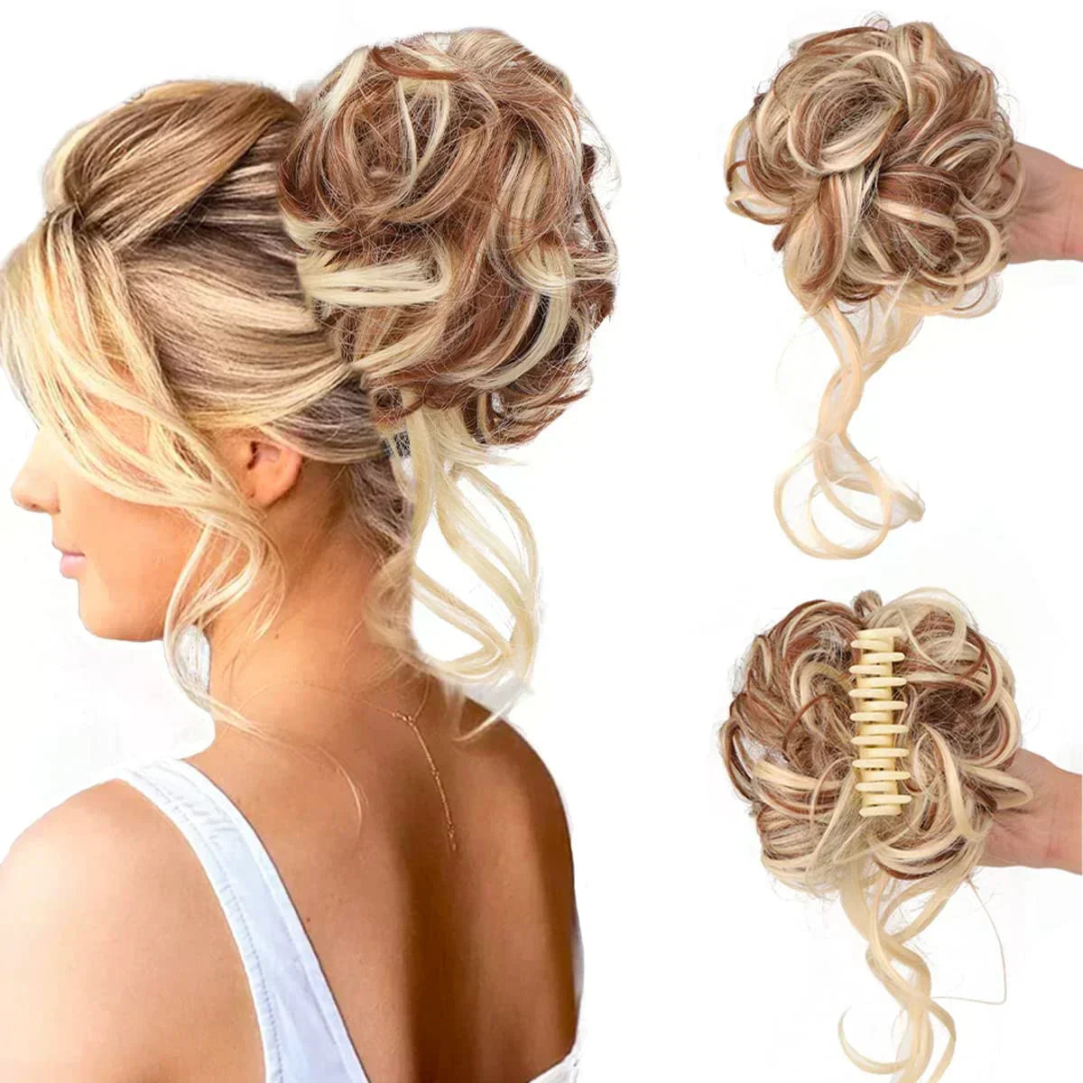 Glevato | Curly Hair Bun – Clip-in Hair Piece with Volume and Natural Look