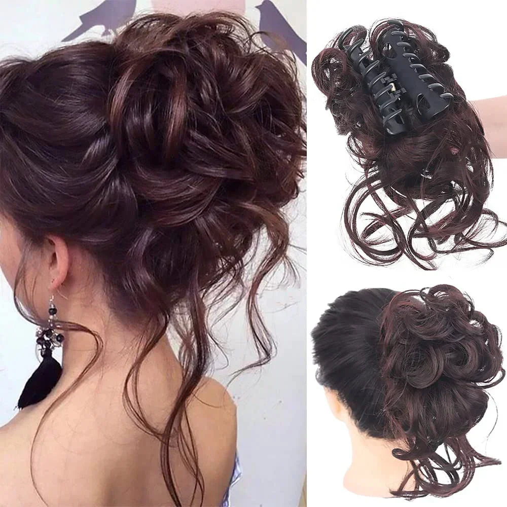 Glevato | Curly Hair Bun – Clip-in Hair Piece with Volume and Natural Look