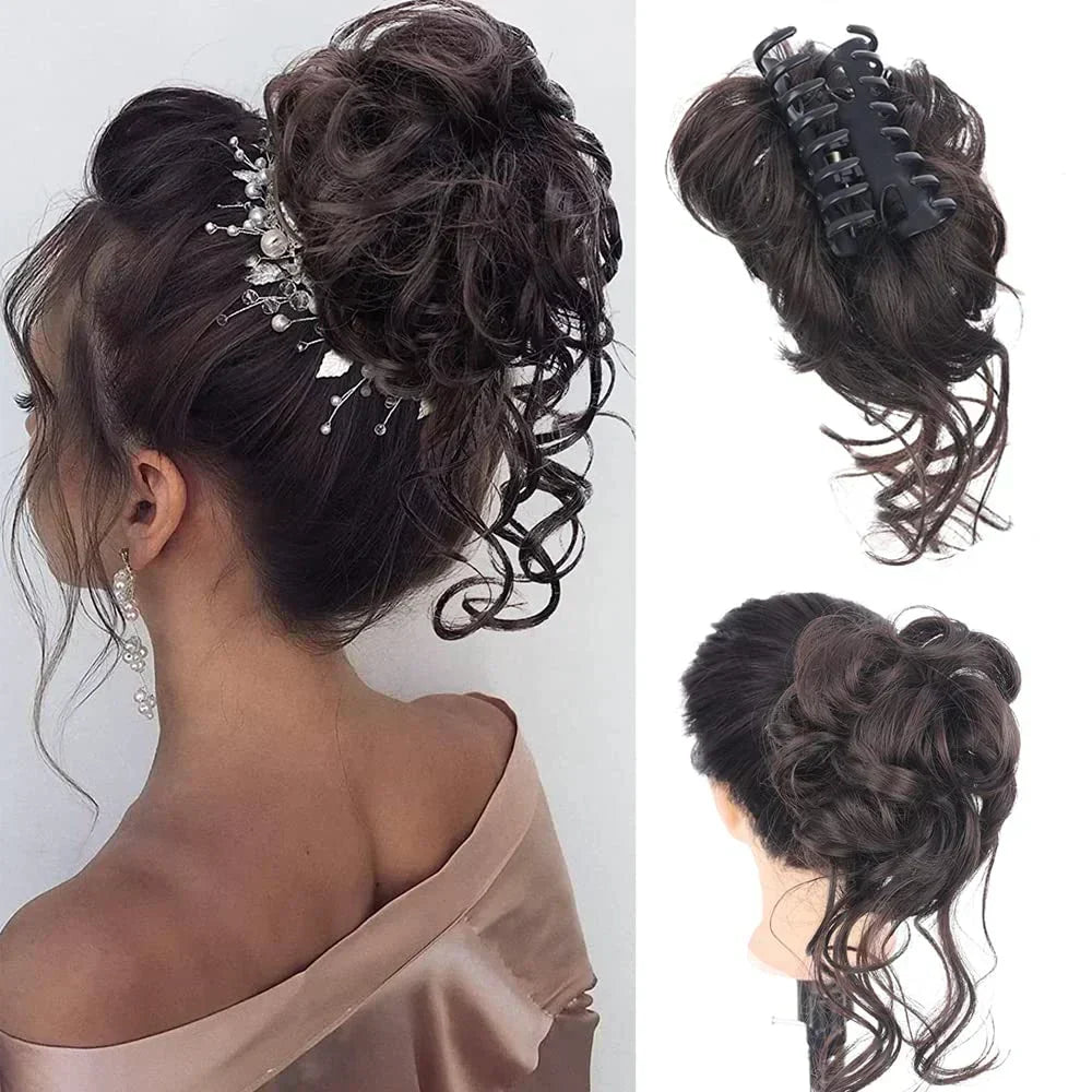 Glevato | Curly Hair Bun – Clip-in Hair Piece with Volume and Natural Look