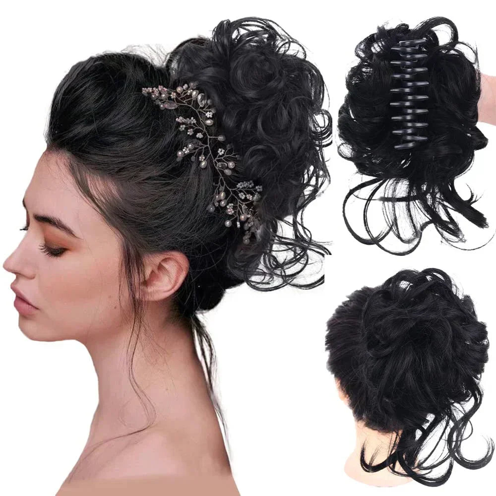 Glevato | Curly Hair Bun – Clip-in Hair Piece with Volume and Natural Look