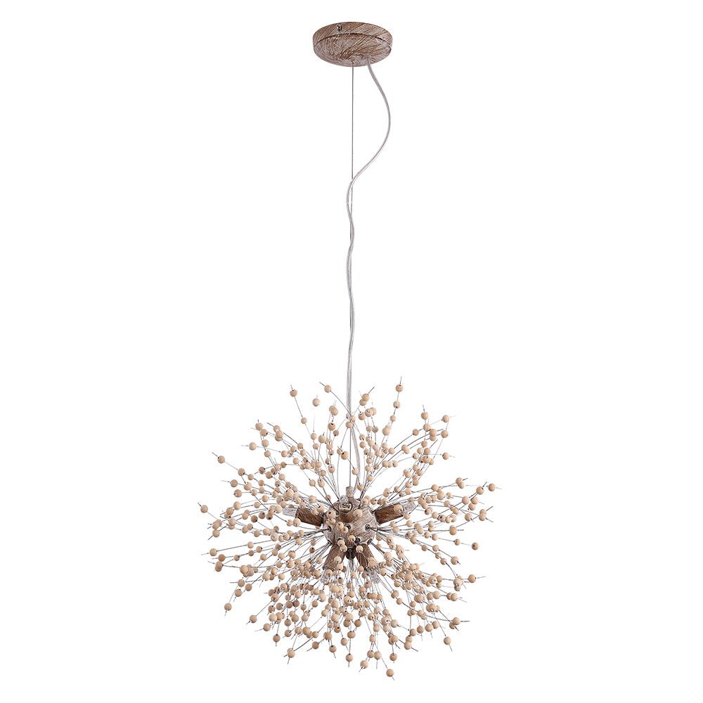 Glevato | Dandelion Pendant Light with Wooden Beads | Firework Starburst Design