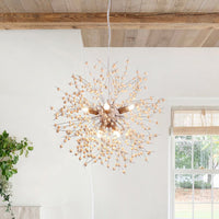 Glevato | Lampa wisząca Dmuchawiec z drewnianymi koralikami | Design fajerwerków