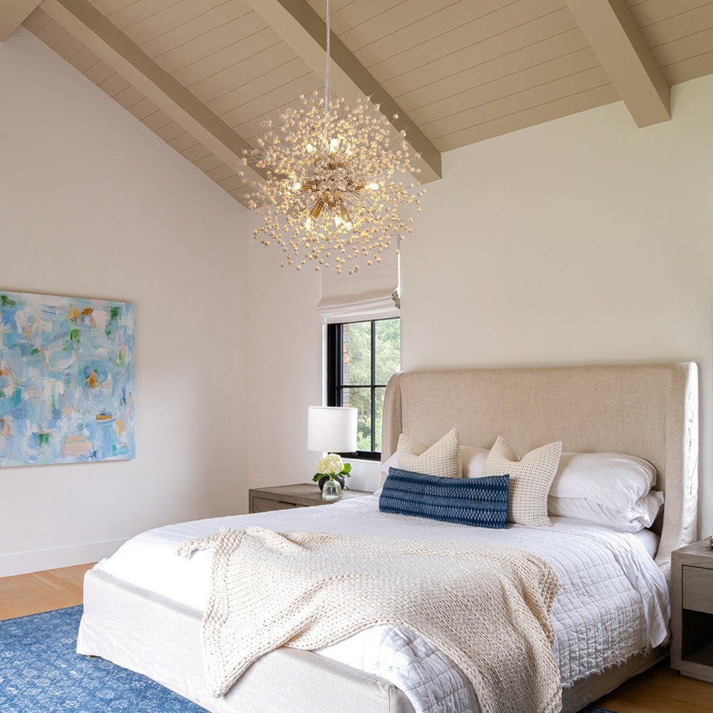 Glevato | Dandelion Pendant Light with Wooden Beads | Firework Starburst Design