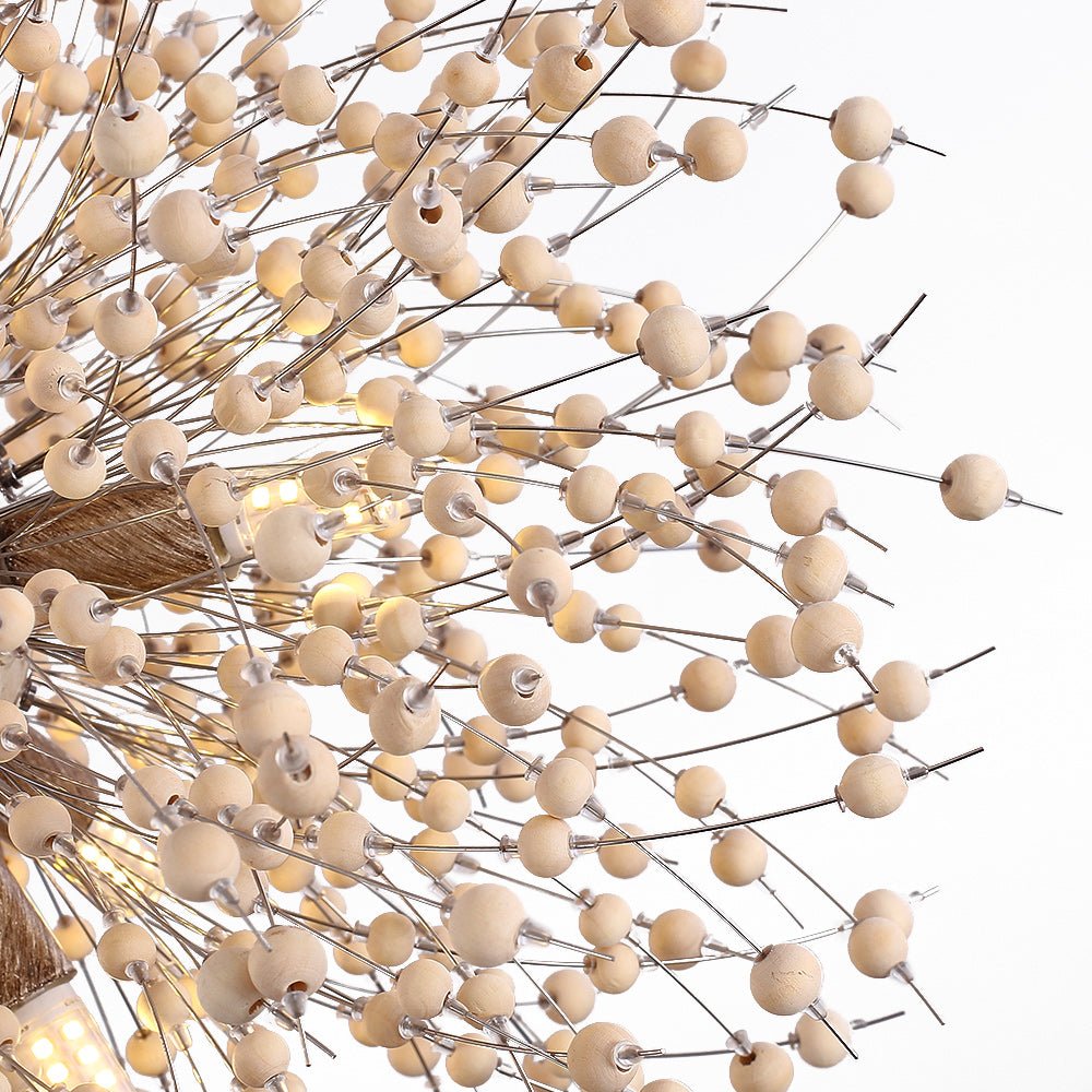 Glevato | Dandelion Pendant Light with Wooden Beads | Firework Starburst Design