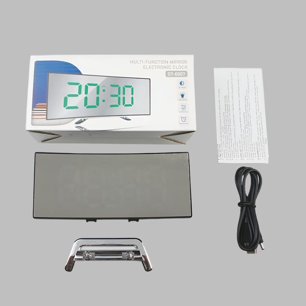 Glevato | Digital LED Mirror Alarm Clock with Snooze