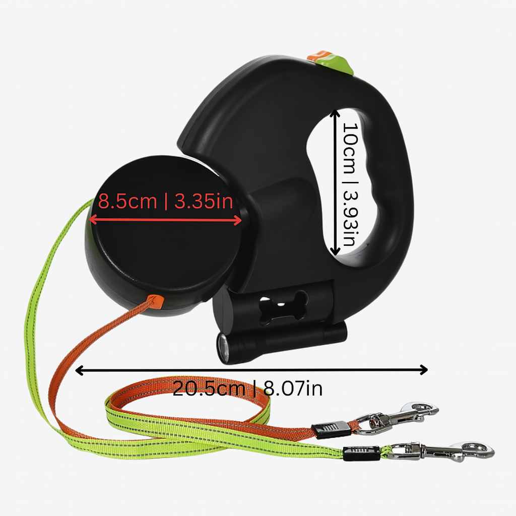 Glevato | Dual Retractable Dog Leash with 360° Swivel