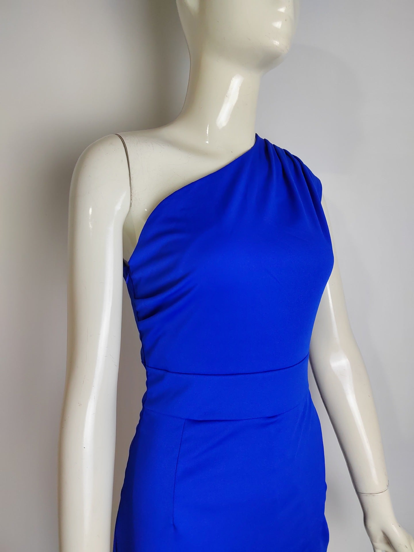 Glevato Elegant Formal Solid Slit Asymmetrical Diagonal Collar Evening Dresses
