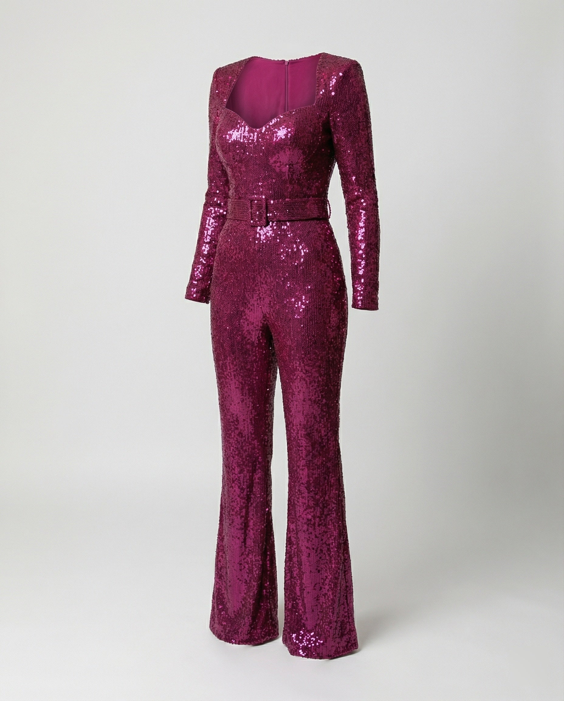Glevato - Elegant Sequin Jumpsuit with Long Sleeves and Figure-Hugging Fit