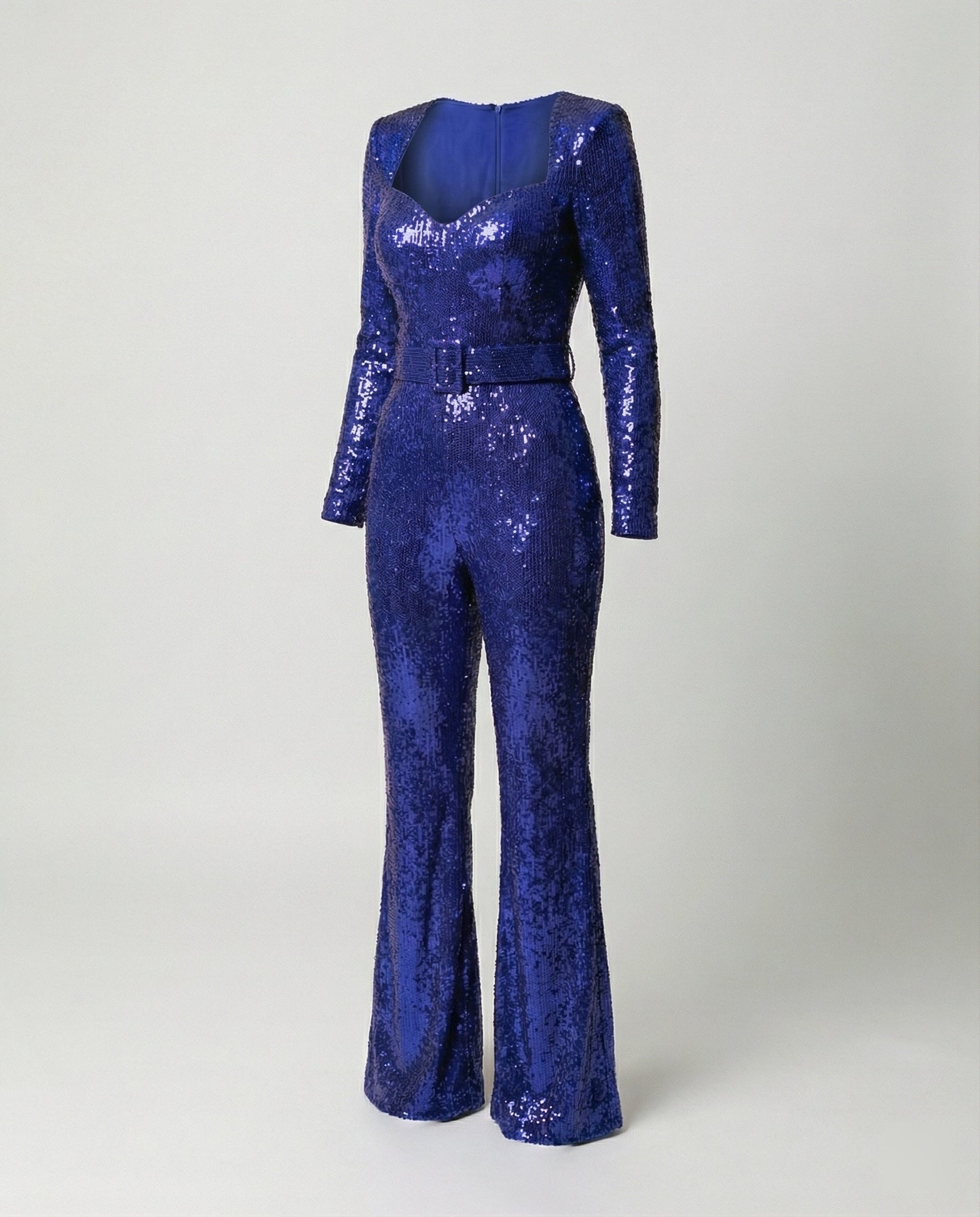 Glevato - Elegant Sequin Jumpsuit with Long Sleeves and Figure-Hugging Fit