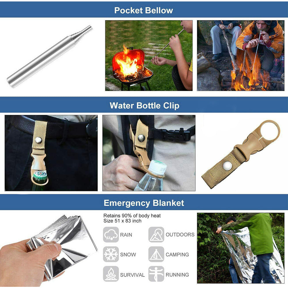 Glevato | Emergency Survival Kit Equipment | Hiking, Camping, SOS Tools